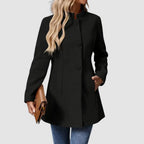 Manteau long femme élégant col montant