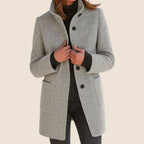 Manteau femme effet laine coupe midi - Gris