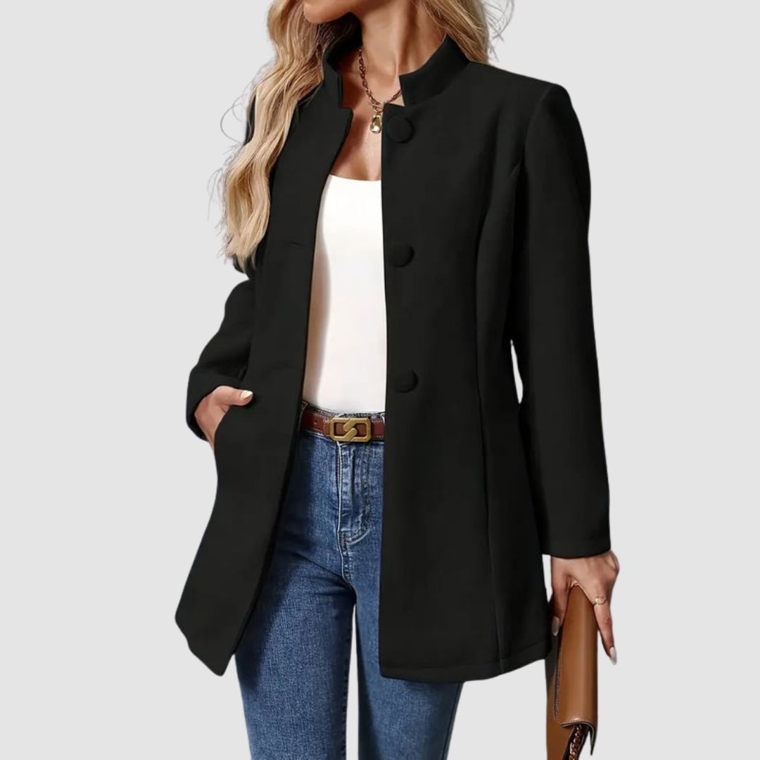 Manteau long femme élégant col montant