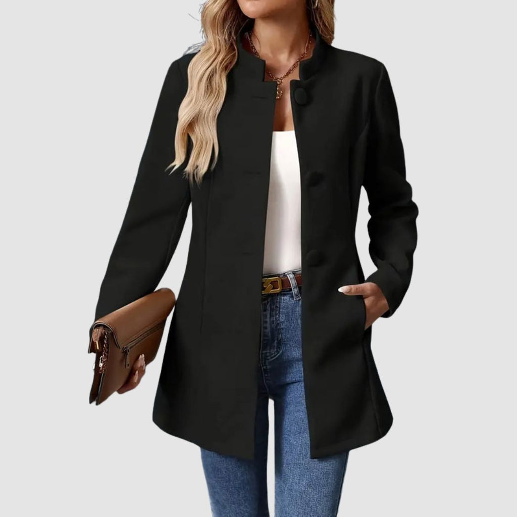 Manteau long femme élégant col montant