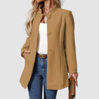 Manteau long femme élégant col montant