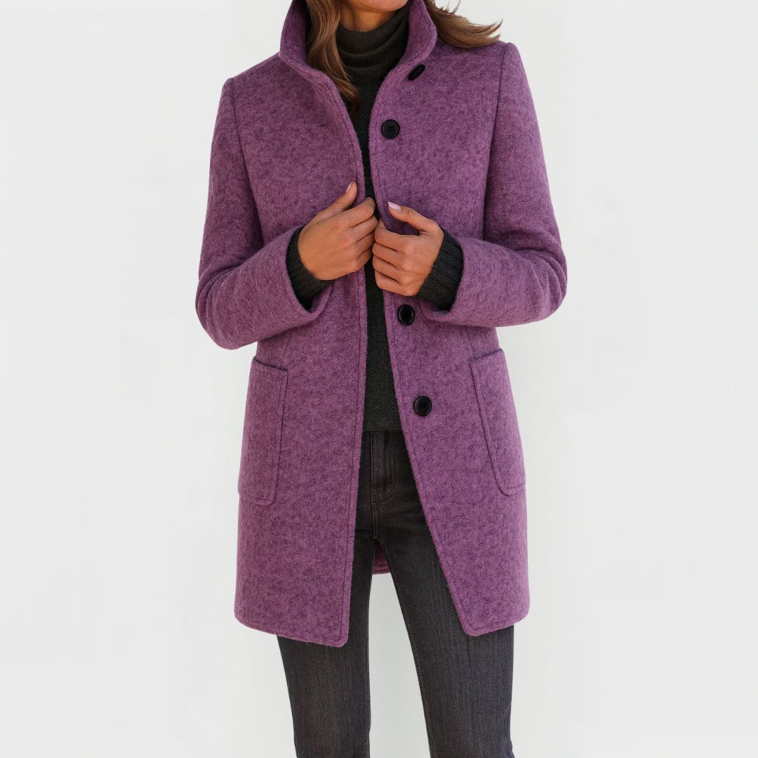 Manteau femme effet laine coupe midi - Violet