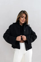 Veste courte femme effet laine à boutons