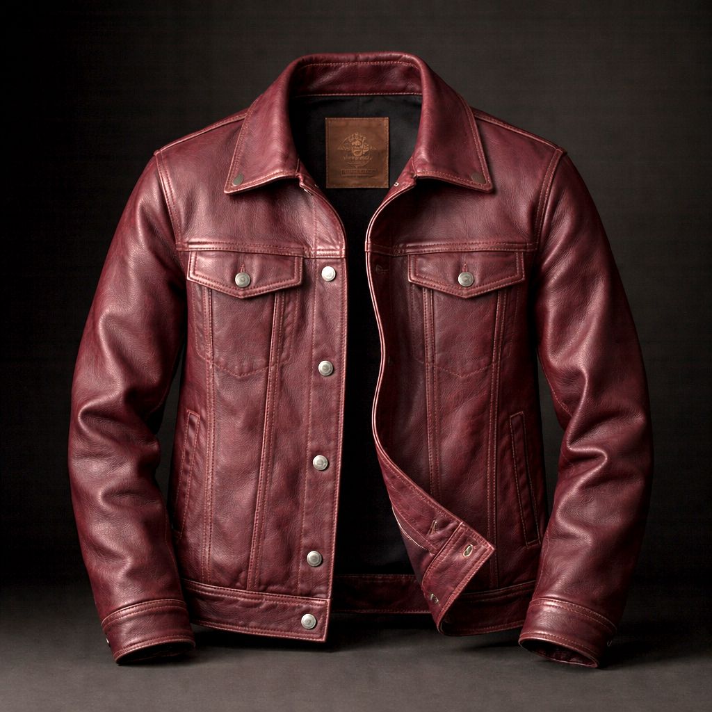 Veste aspect cuir vintage homme