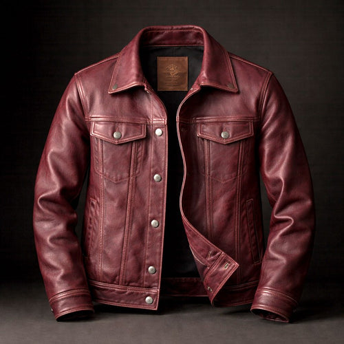 Veste aspect cuir vintage homme