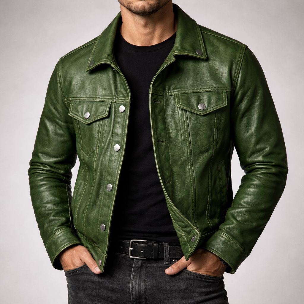 Veste aspect cuir vintage homme