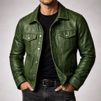 Veste aspect cuir vintage homme