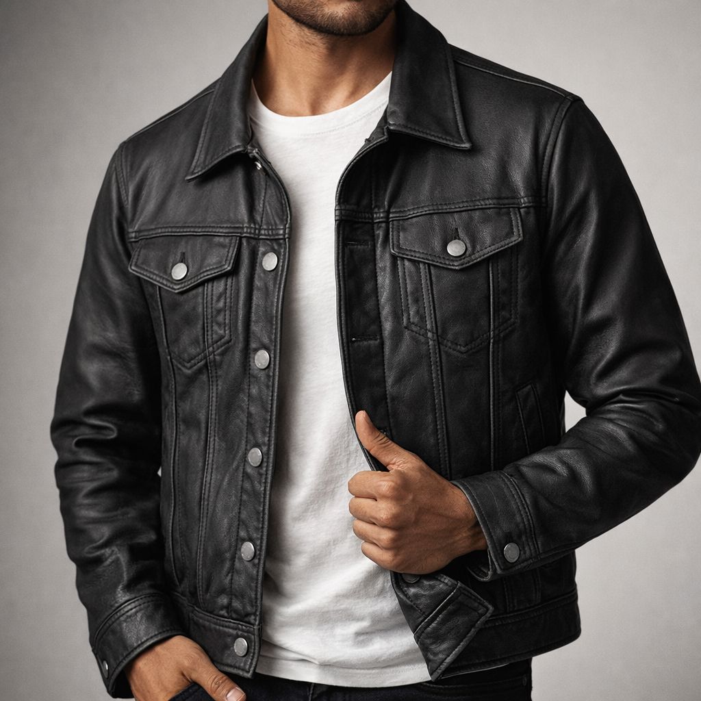 Veste aspect cuir vintage homme