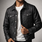 Veste aspect cuir vintage homme