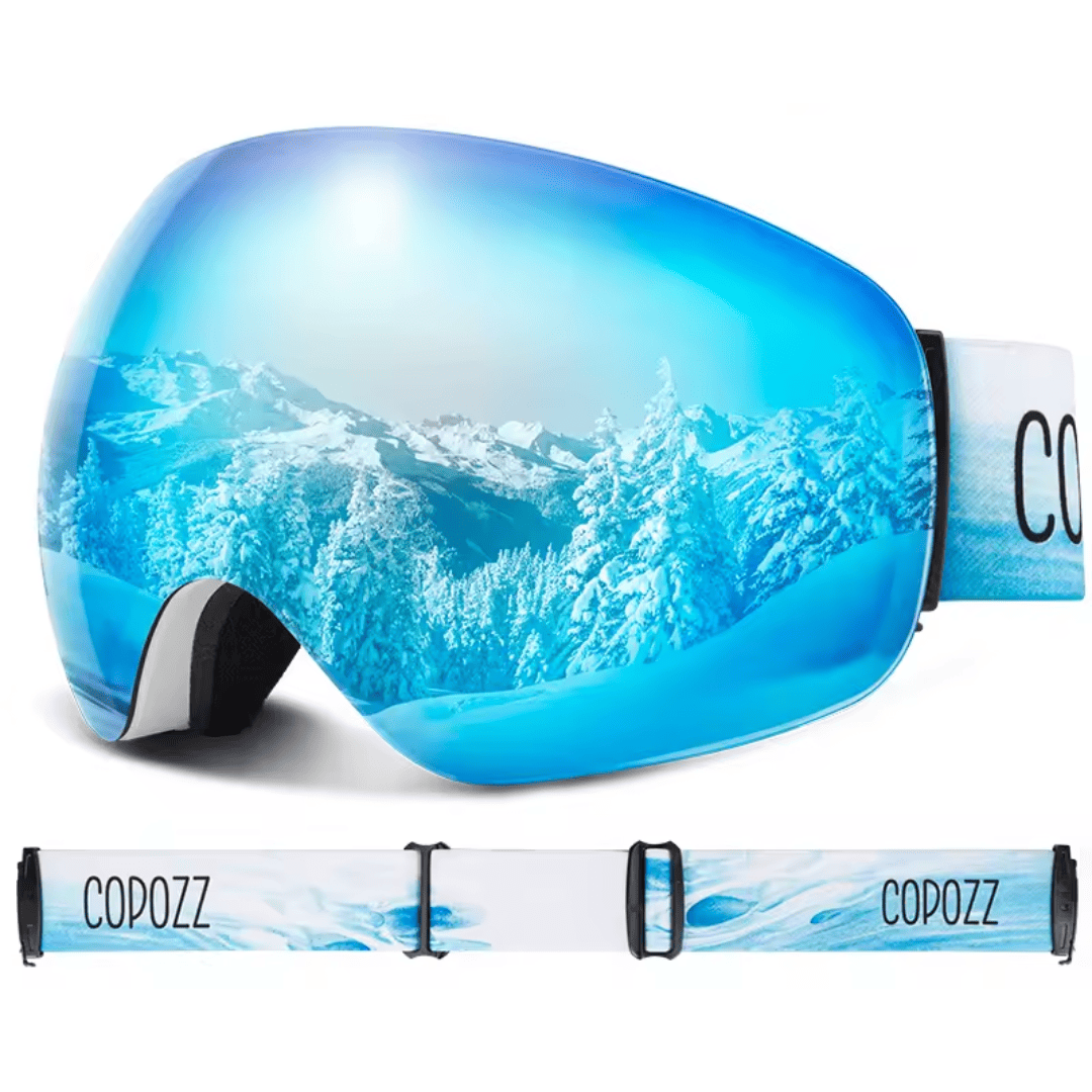 Masque de ski vu de profil avec sangle réglable