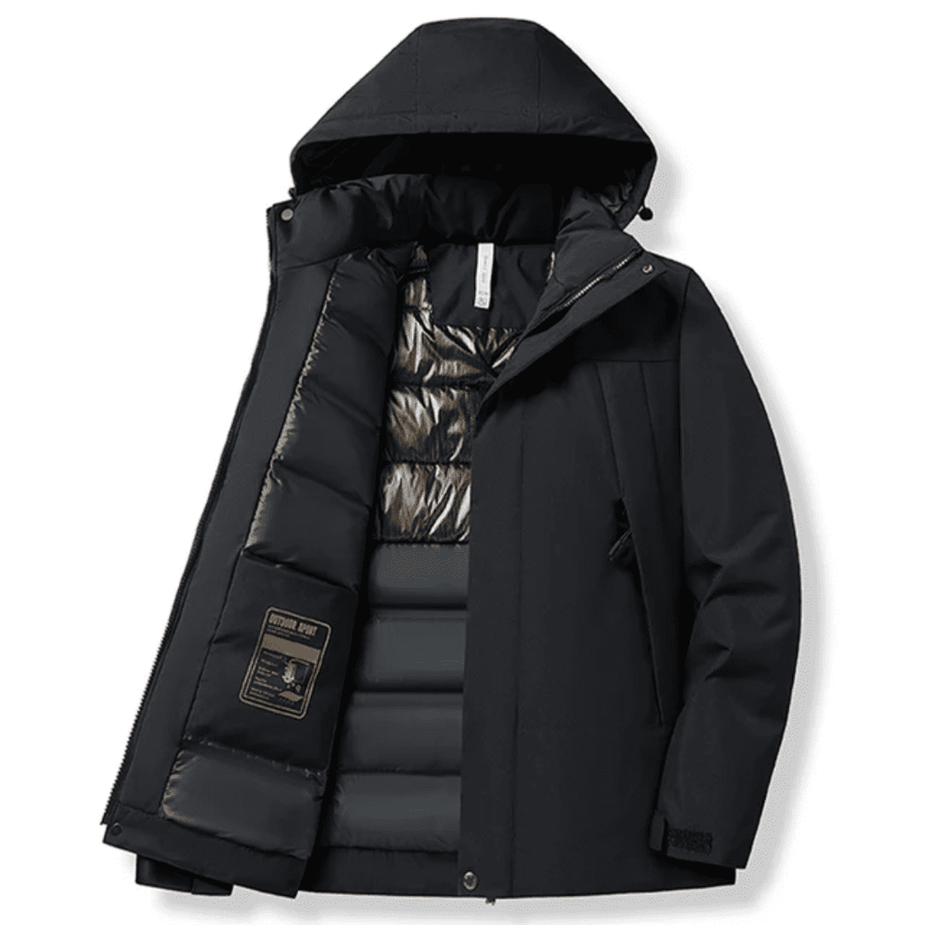 Doudoune impermeable homme portee en exterieur