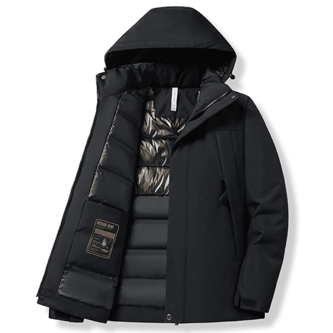 Doudoune impermeable homme portee en exterieur