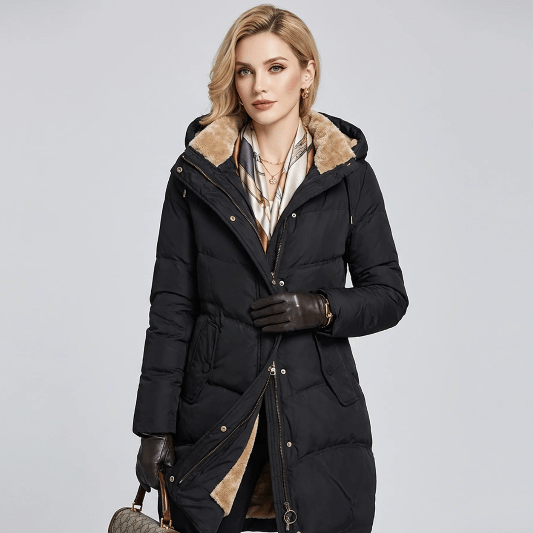 Parka épaisse à capuche femme, coupe allongée, vue de dos