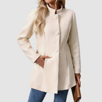 Manteau long femme élégant col montant