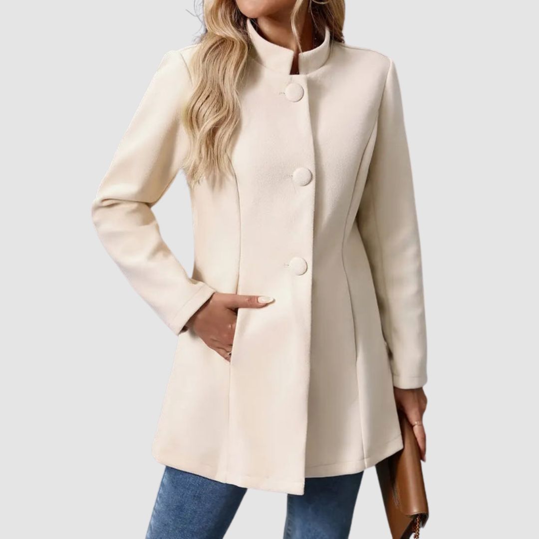 Manteau long femme élégant col montant