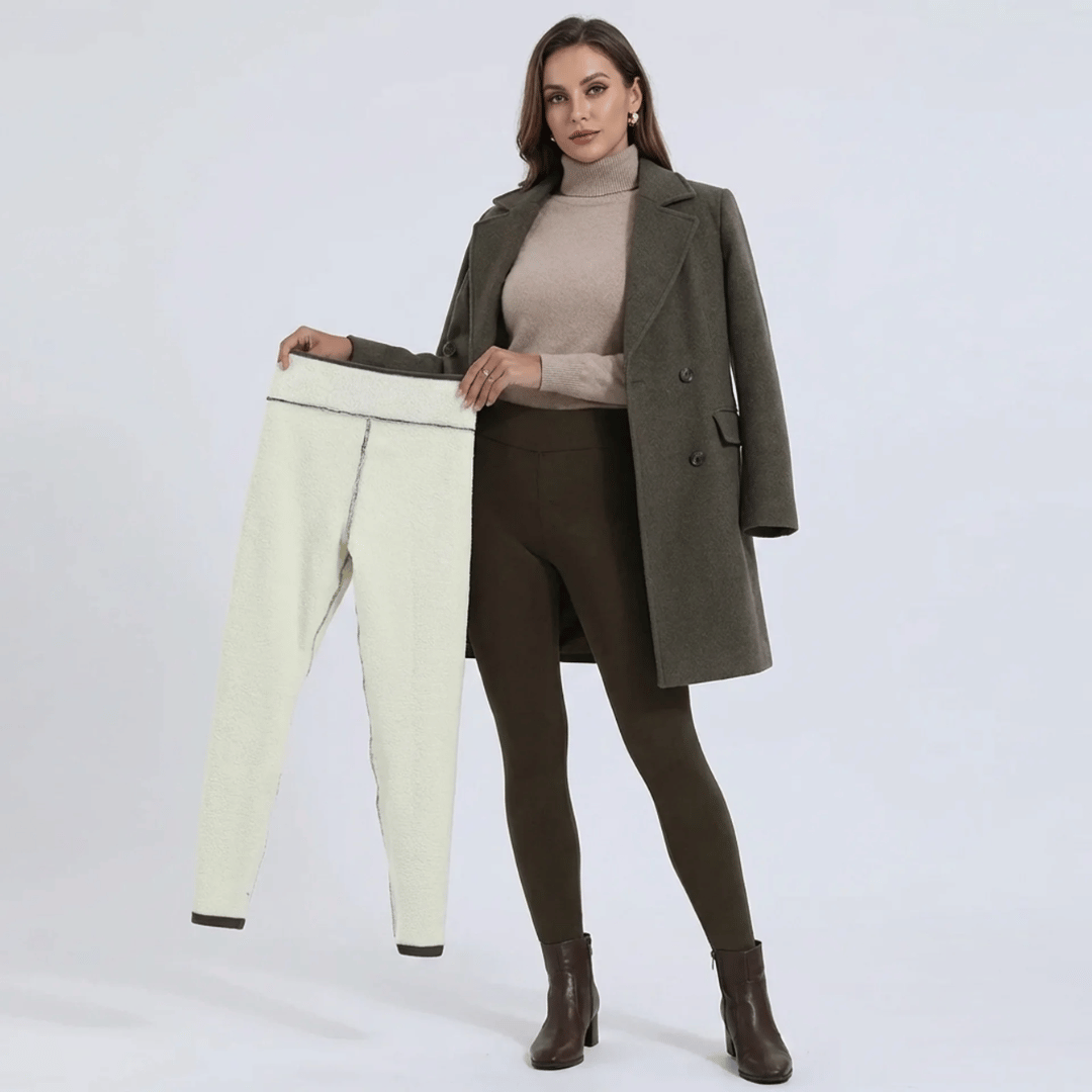 Legging polaire thermique femme porté de face