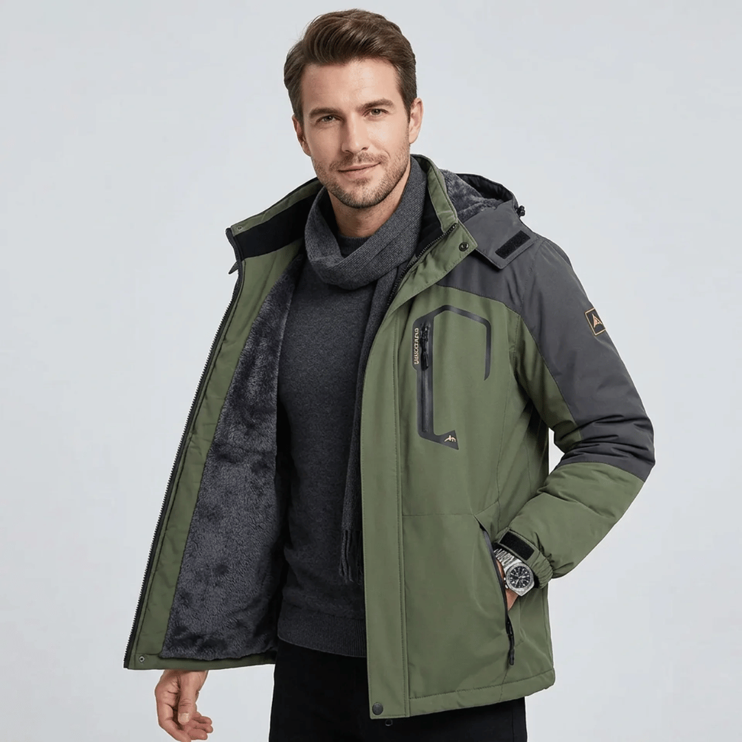 Veste de neige homme doublee a capuche, vue de face