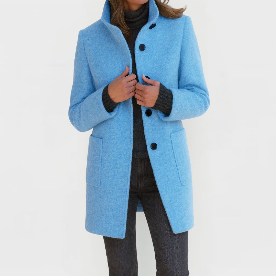 Manteau femme effet laine coupe midi - Bleu clair