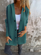 Manteau femme à capuche boutonnage simple