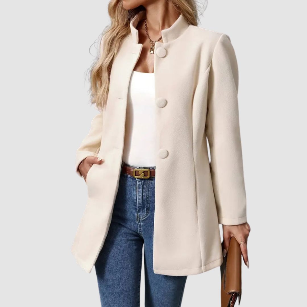 Manteau long femme élégant col montant