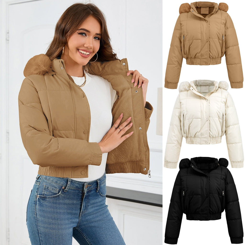 Veste matelassée courte femme col montant