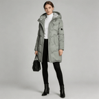 Parka épaisse à capuche femme, doublure polaire, coloris noir