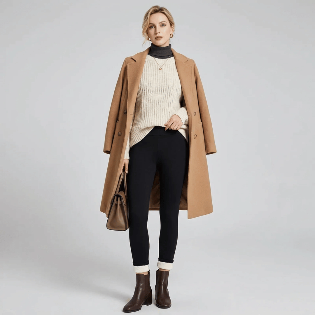 Détail de la doublure peluchée du legging thermique femme