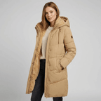 Parka épaisse à capuche femme, coloris kaki, vue de face