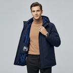 Detail de la doublure polaire interieure du manteau homme