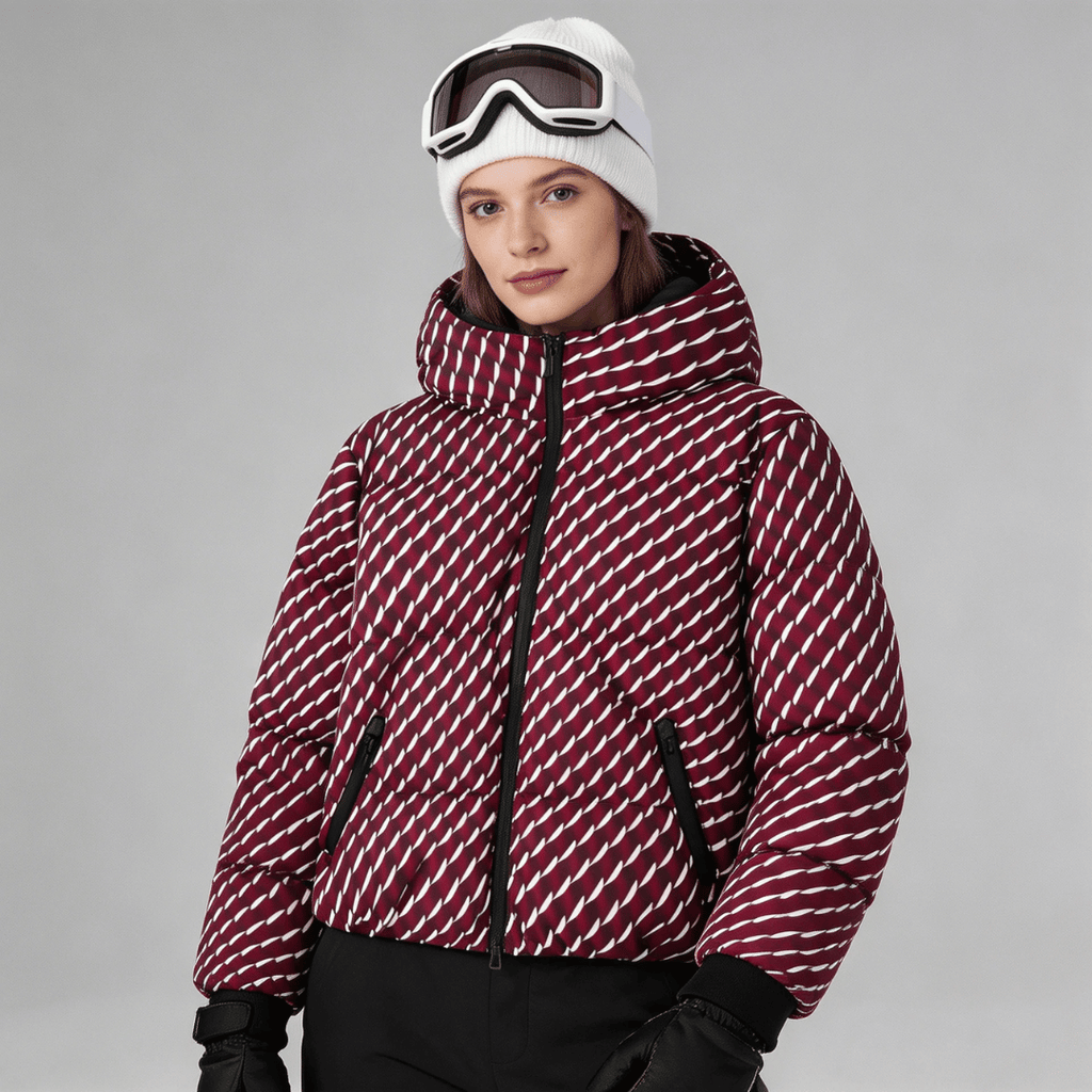 Veste de ski femme Courchevel imperméable, coloris bordeaux, vue de face