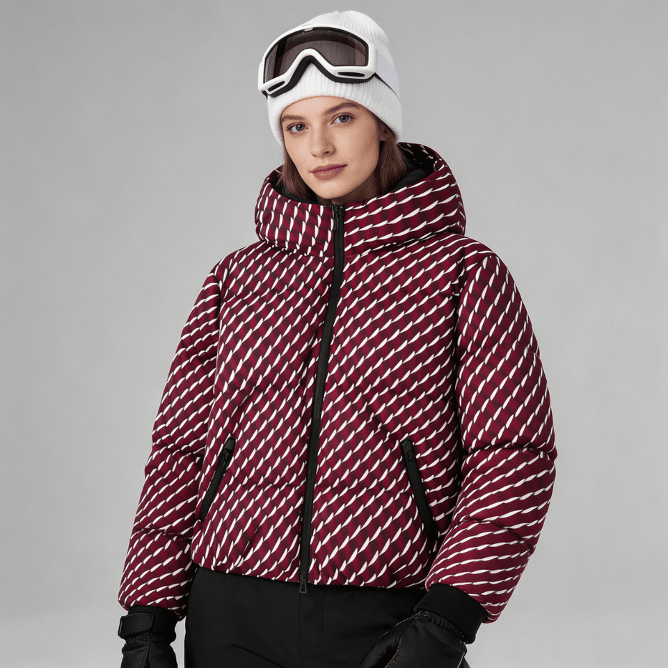 Veste de ski femme Courchevel imperméable, coloris bordeaux, vue de face