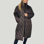 Manteau matelassé long femme doublure léopard