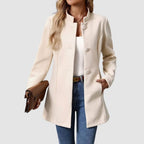 Manteau long femme élégant col montant