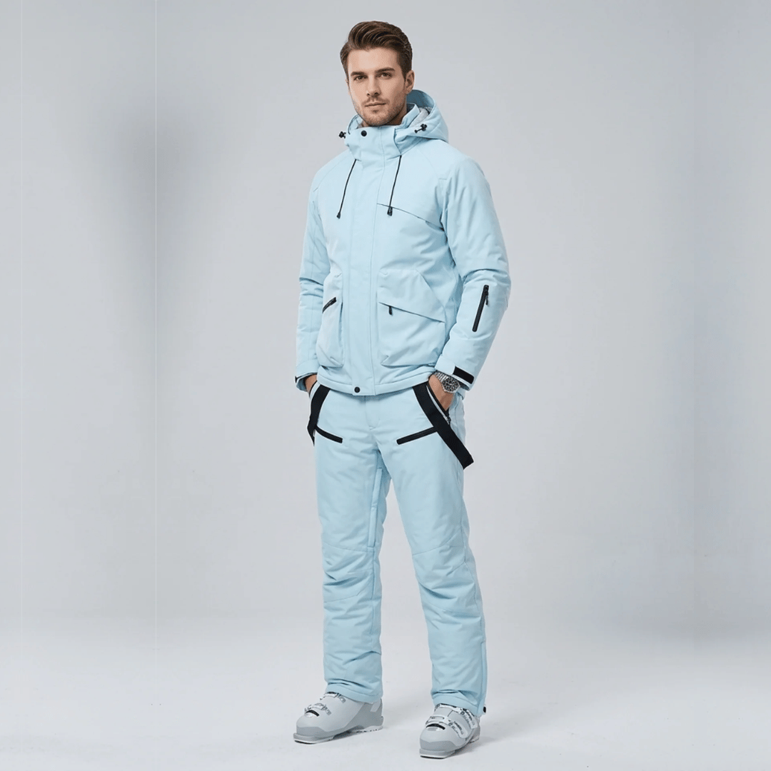 Ensemble de ski homme vu de dos sur la neige