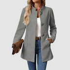 Manteau long femme élégant col montant