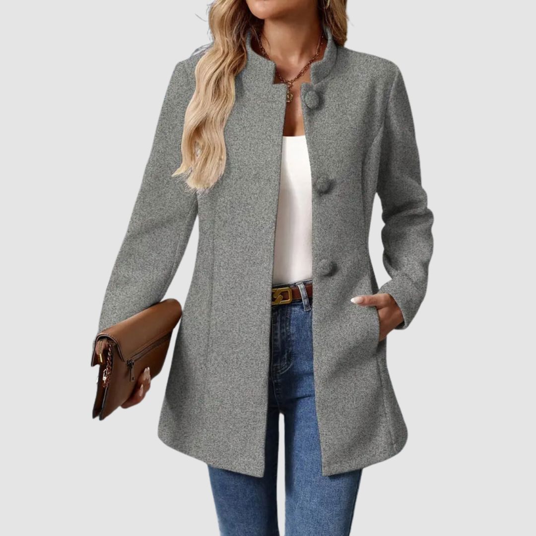 Manteau long femme élégant col montant