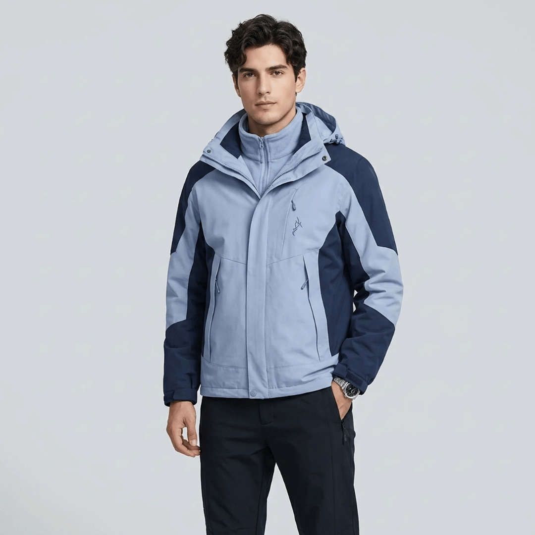 Detail du zip et des poches de la veste 3 en 1 homme