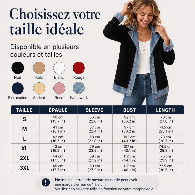 Manteau en maille côtelée femme empiècements jean