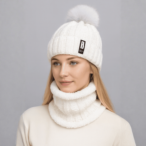 Ensemble bonnet et tour de cou femme doublé polaire