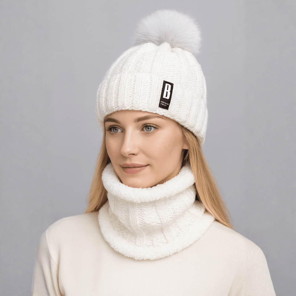 Ensemble bonnet et tour de cou femme doublé polaire