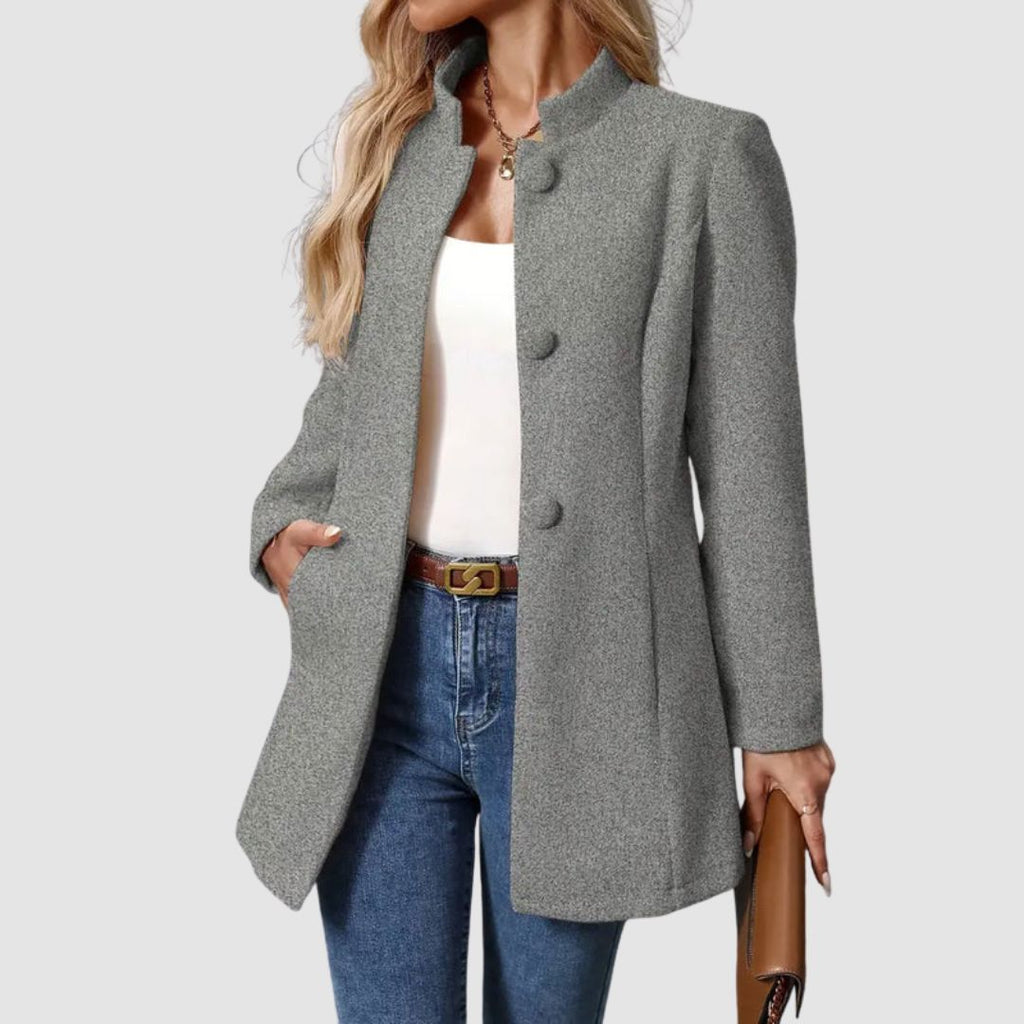 Manteau long femme élégant col montant