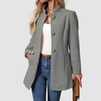Manteau long femme élégant col montant
