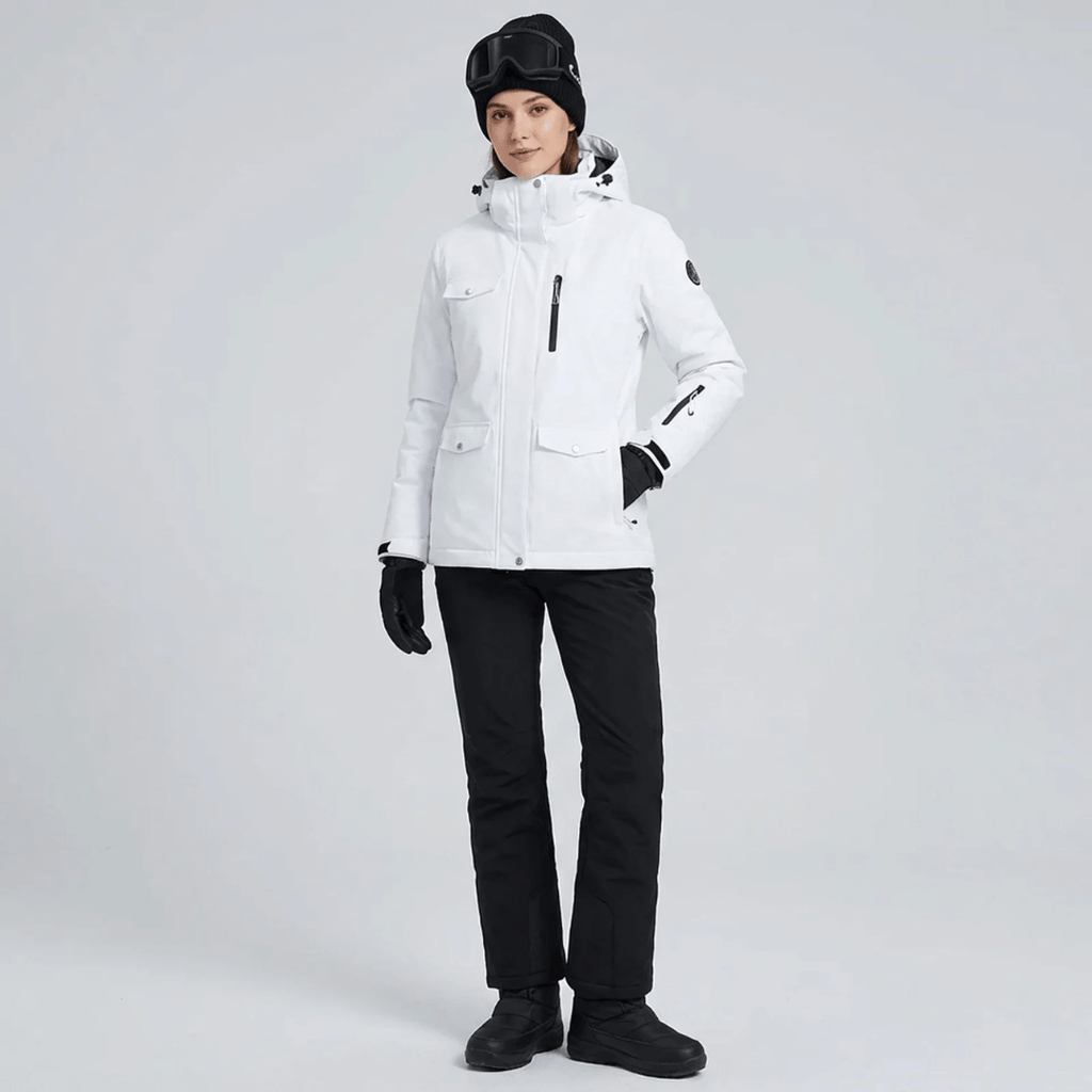 Détail de la doublure polaire du manteau de neige femme