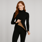 Détail de la doublure peluchée de l'ensemble thermique femme