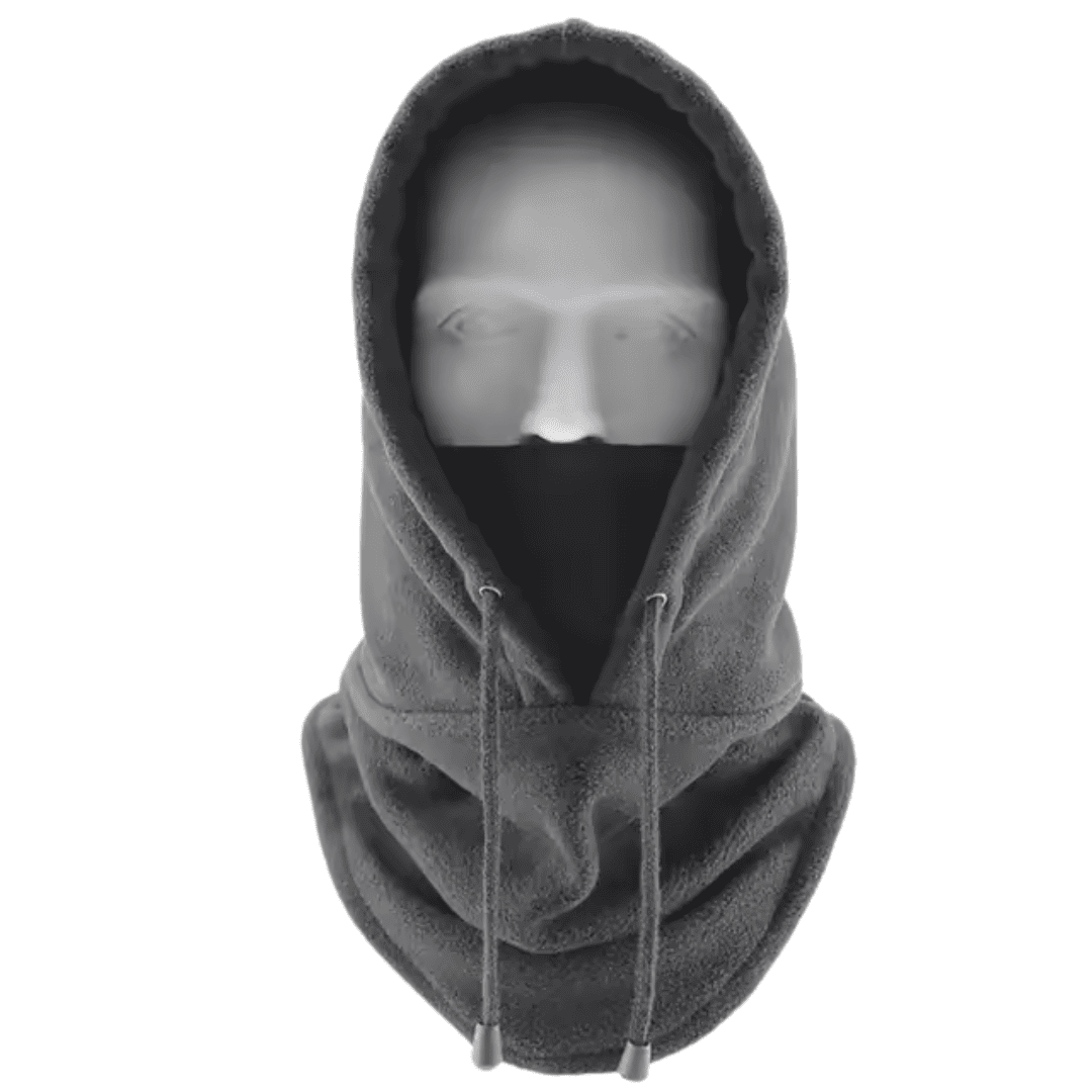 Cagoule polaire portée couvrant le visage et le cou