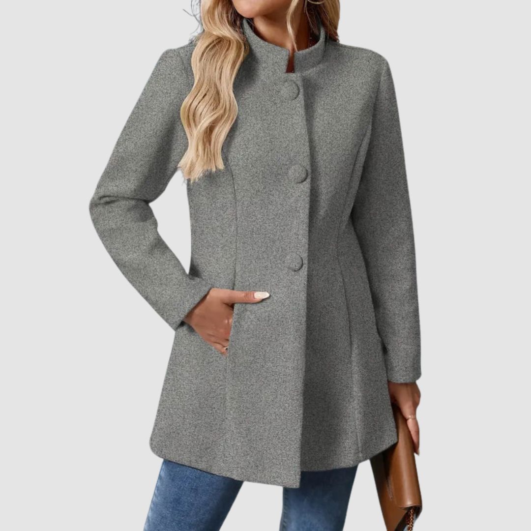 Manteau long femme élégant col montant