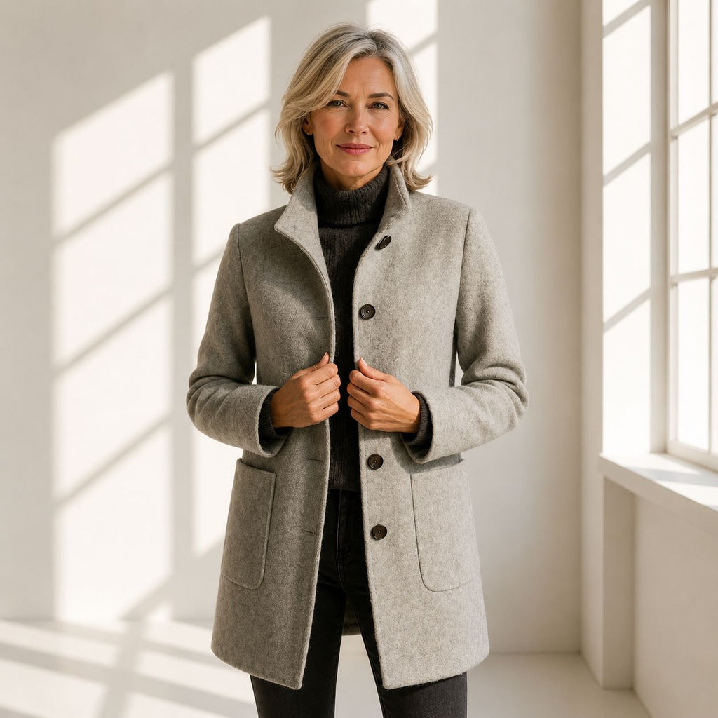 Manteau femme effet laine coupe midi