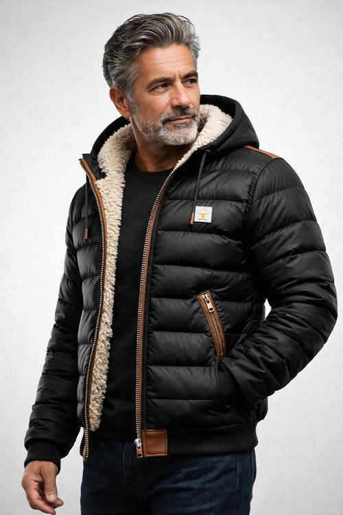 Doudoune homme à capuche intérieur sherpa