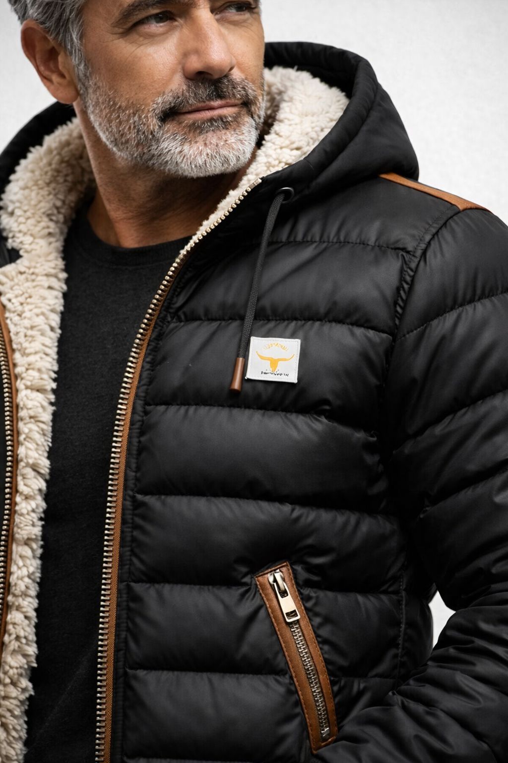 Doudoune homme à capuche intérieur sherpa
