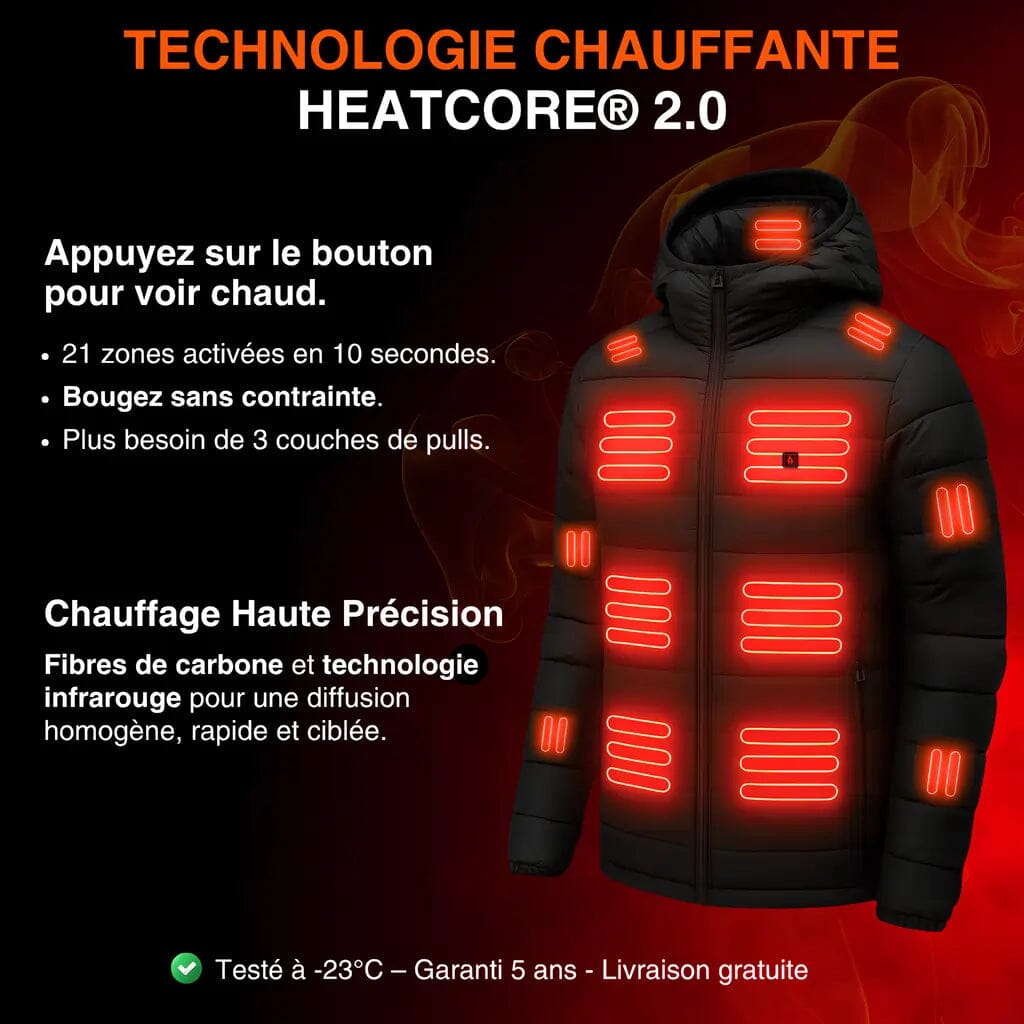 Veste chauffante unisexe à capuche